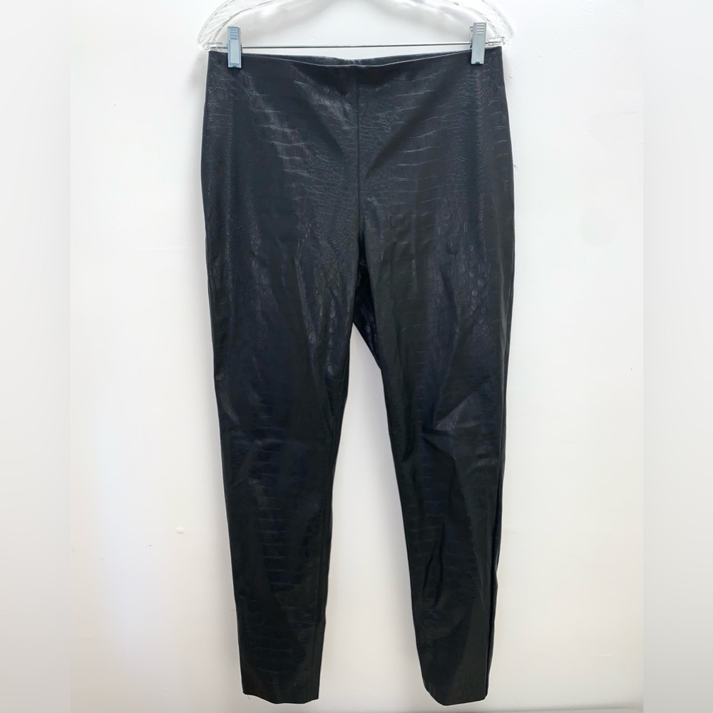 Vince Camuto Black Vegan Leather Snake Print Trouser Pants Size Medium